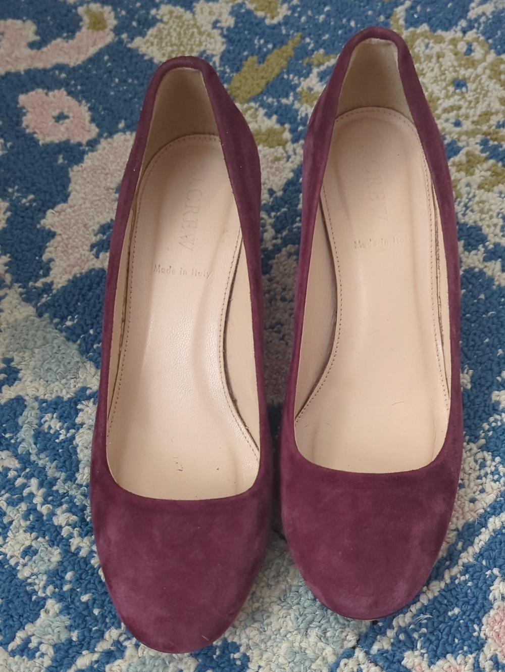 Women's J. Crew Italian Suede Burgundy Pumps - Size 7 Classic Dress Heels